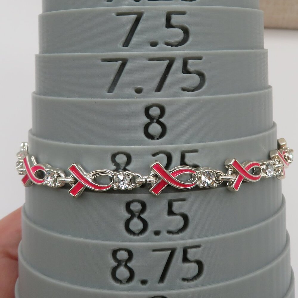Avon Pink Ribbon Breast Cancer Awareness Silver Tone Rhinestone Tennis Bracelet
